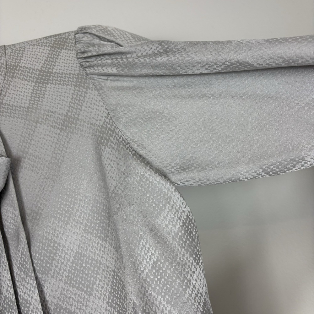 Vtg 1980s Yves Saint Laurent Rive Gauche Silk Jacquard Tie-Neck Blouse YSL - Picture 6 of 10